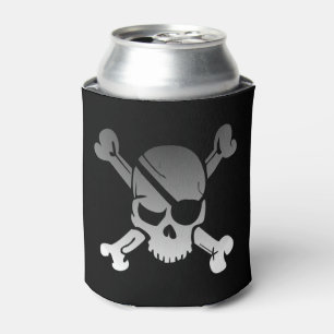 Rafraichisseur De Cannettes Crâne gris simple et os croisés de pirate
