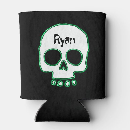 Rafraichisseur De Cannettes Crâne vert néon Ajouter un nom Can Cooler (Dos)