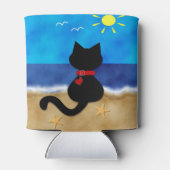 Rafraichisseur De Cannettes Cute Black Cat Plage Thème Can Cooler (Dos)