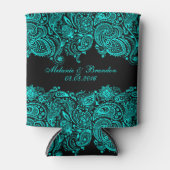 Rafraichisseur De Cannettes Dentelle Paisley Noire Et Turquoise (Devant)