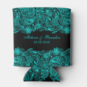 Rafraichisseur De Cannettes Dentelle Paisley Noire Et Turquoise (Dos)