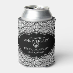 Rafraichisseur De Cannettes Diamants blancs Motif 25e anniversaire Mariage