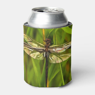 Rafraichisseur De Cannettes Dragonfly Artistique En Brown Et Jaune Sur Vert