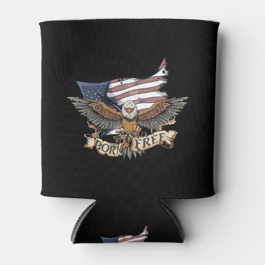 Rafraichisseur De Cannettes Drapeau américain Patriotic Bald Eagle Né Gratuit (Devant)