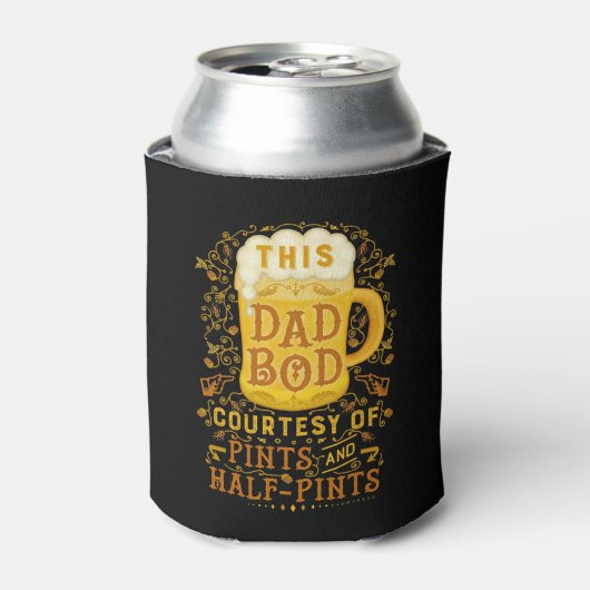 Rafraichisseur De Cannettes Drôle Papa Bod Beer Pints Fête des pères Monogramm (Can devant)