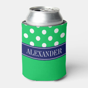 Rafraichisseur De Cannettes Emerald Grn Wht LG Polka Dot CB Nom de la marine M