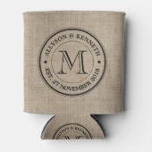 Rafraichisseur De Cannettes Faites votre propre Burlap Retro Logo Monogramme (Devant)