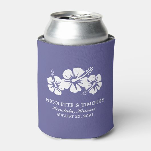 Rafraichisseur De Cannettes Fleurs d'Hibiscus tropicaux | Dark Lavender Mariag (Can devant)