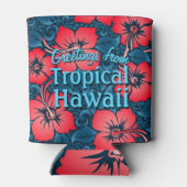 Rafraichisseur De Cannettes Fleurs rouges tropicales sur la marine (Dos)