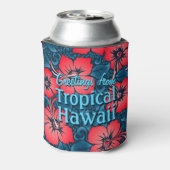 Rafraichisseur De Cannettes Fleurs rouges tropicales sur la marine (Can Dos)