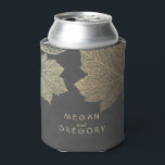 Rafraichisseur De Cannettes Gold Fall Leaves Chalkboard Russe Mariage<br><div class="desc">Tableau rustique - mariage de automne feuille d'or koozie</div>