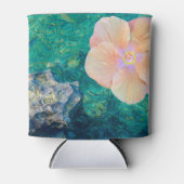 Rafraichisseur De Cannettes Hibiscus fleur turquoise eau de l'océan Hawaïen (Devant)