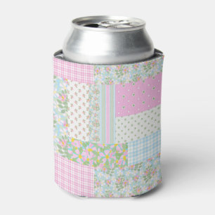 Rafraichisseur De Cannettes Joli chien rose Rose Faux Patchwork Can Cooler