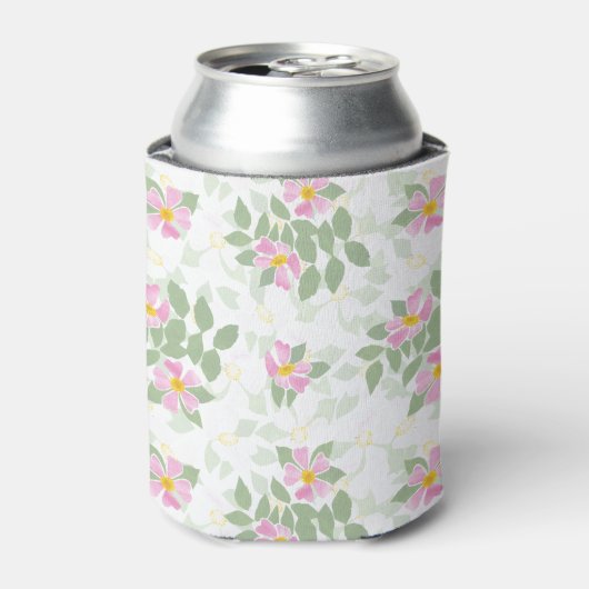 Rafraichisseur De Cannettes Joli Roses de chien rose sur White Can Cooler (Can devant)