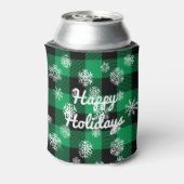 Rafraichisseur De Cannettes Joyeuses fêtes l Snowflakes Green Buffalo Plaid (Can Dos)