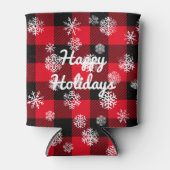 Rafraichisseur De Cannettes Joyeuses fêtes l Snowflakes Red Buffalo Plaid (Devant)