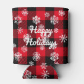Rafraichisseur De Cannettes Joyeuses fêtes l Snowflakes Red Buffalo Plaid (Dos)