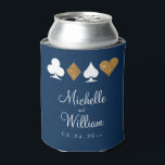 Rafraichisseur De Cannettes Las Vegas Mariage à thème Can Cooler Gold Navy Blu<br><div class="desc">**Besoin d'une couleur différente du bleu marine? Il suffit de cliquer sur l'option personnaliser et de changer la couleur arrière - plan et même la couleur texte pour un look totalement personnalisé!*** La faveur parfaite pour vos invités, ces refroidisseurs bleu marine peuvent présenter un motif Las Vegas classique de faux...</div>