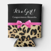 Rafraichisseur De Cannettes Leopard Hot rose Bow C'est un Baby shower Safari f (Devant)