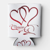 Rafraichisseur De Cannettes Les Coeurs Forever rouge sur blanc (Devant)