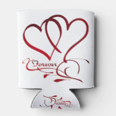 Rafraichisseur De Cannettes Les Coeurs Forever rouge sur blanc (Dos)