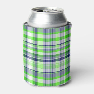 Rafraichisseur De Cannettes Lime Vert, Bleu Marine, Blancs Preppy Madras Plaid