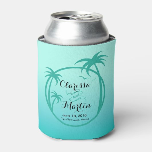 Rafraichisseur De Cannettes Logo tropical de Palm Beach | aqua (Can devant)