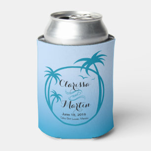 Rafraichisseur De Cannettes Logo tropical de Palm Beach bleu ciel
