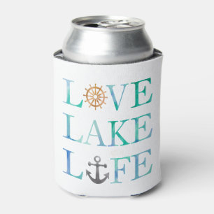 Rafraichisseur De Cannettes Love Lake Life Aquarelle nautique Typographie