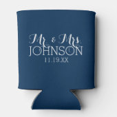 Rafraichisseur De Cannettes M. et Mme Wedding Favor Solid Navy Blue (Dos)