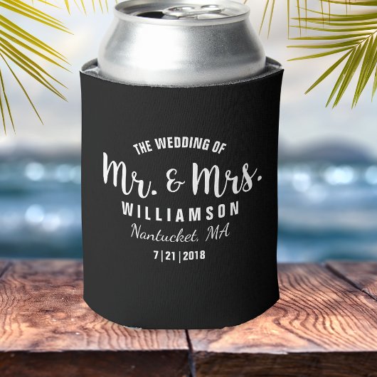 Rafraichisseur De Cannettes M. & Mme Wedding Favor Simple Chic Trendy Black