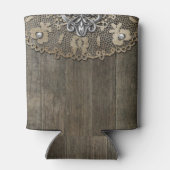 Rafraichisseur De Cannettes Mariage de dentelle de tournesol rustique (Dos)