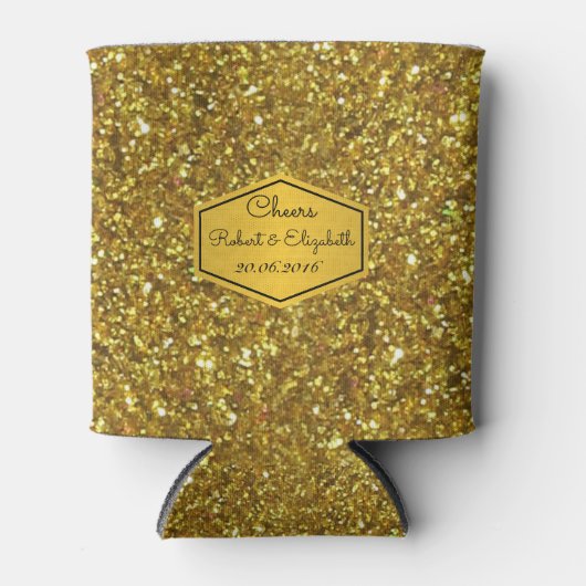 Rafraichisseur De Cannettes Mariage de Parties scintillant d'or peut refroidir (Devant)