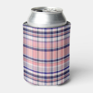 Rafraichisseur De Cannettes Marine Rose Bleu Blanc Preppy Madras Plaid