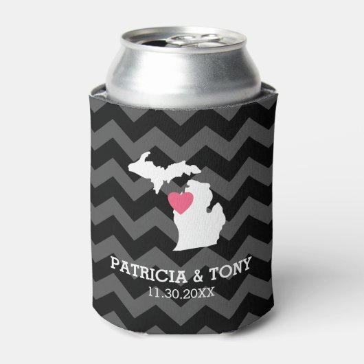 Rafraichisseur De Cannettes Michigan State Map with Custom Love Heart and Name (Can devant)