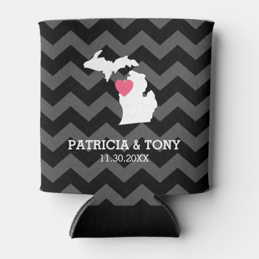 Rafraichisseur De Cannettes Michigan State Map with Custom Love Heart and Name (Devant)