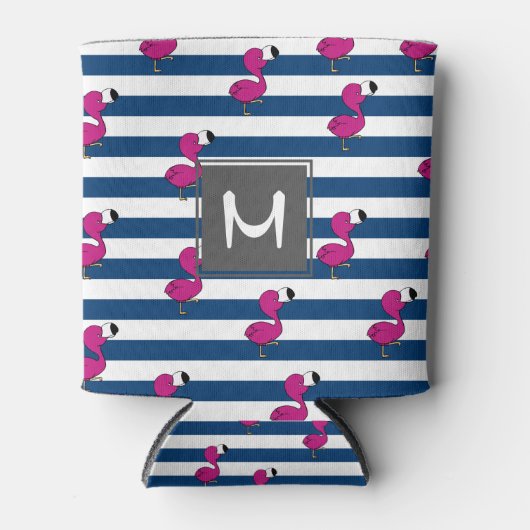 Rafraichisseur De Cannettes mignon tropical rose bébé flamingo marine bleu ray (Devant)