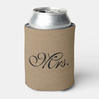 Rafraichisseur De Cannettes Mme faux linen burlap rustique chic jute initial