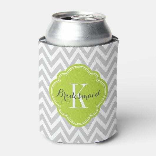 Rafraichisseur De Cannettes Monogramme gris et vert de Chevron (Can devant)