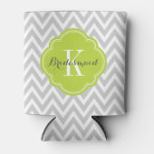Rafraichisseur De Cannettes Monogramme gris et vert de Chevron (Devant)