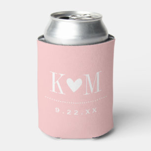 Rafraichisseur De Cannettes Monogramme Mariage moderne rose clair