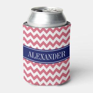 Rafraichisseur De Cannettes Monogramme Navy Blanc Rouge Chevron Délavé