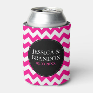 Rafraichisseur De Cannettes Monogramme rose blanc et noir Chevron Motif 2
