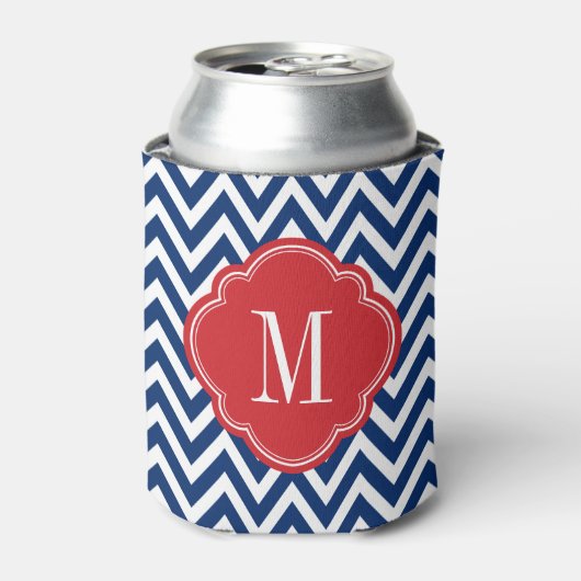 Rafraichisseur De Cannettes Monogramme rouge blanc et bleu Chevron (Can devant)
