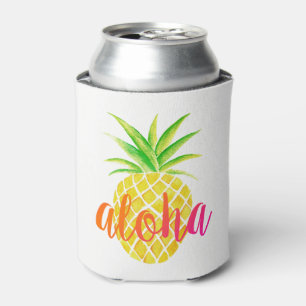 Rafraichisseur De Cannettes Monogramme tropical d'aquarelle d'ananas