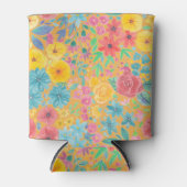 Rafraichisseur De Cannettes Motif d'aquarelle florale en jaune (Devant)