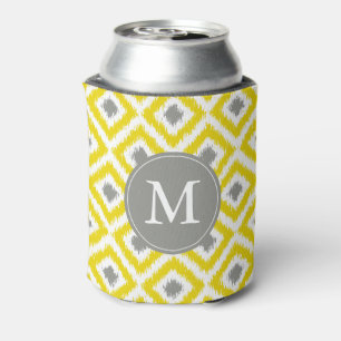 Rafraichisseur De Cannettes Motif de diamants de l'Ikat jaune et gris monogram