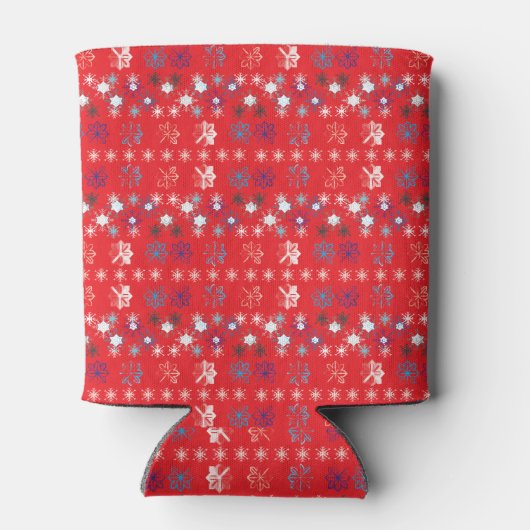 Rafraichisseur De Cannettes Motif de flocon de neige moderne Red Christmas (Dos)