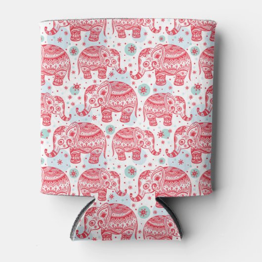 Rafraichisseur De Cannettes Motif d'éléphant ethnique rouge (Devant)