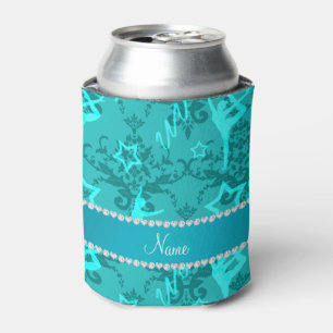 Rafraichisseur De Cannettes Nom personnalisé turquoise damask gymnastique
